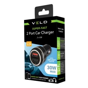VC30CB – SUPER-FAST 2 PORT CAR CHARGER – 30W