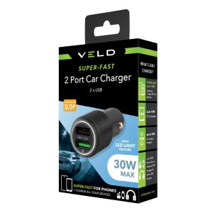 VC30CB – SUPER-FAST 2 PORT CAR CHARGER – 30W