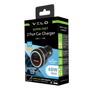 VC48DG – SUPER-FAST 2 PORT CAR CHARGER – 48W
