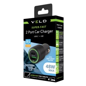 VC48DG – SUPER-FAST 2 PORT CAR CHARGER – 48W