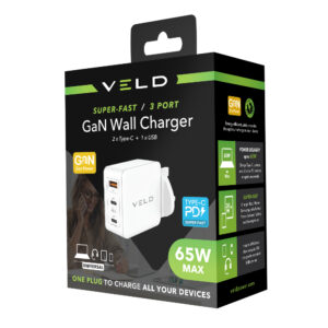 VHG65JW – SUPER-FAST 3 PORT GaN WALL CHARGER – 65W