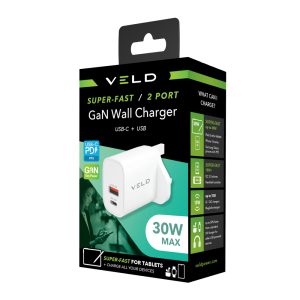 VH30DW – SUPER-FAST 2 PORT GaN WALL CHARGER – 30W