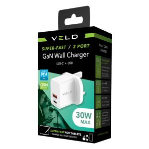 VH30DW – SUPER-FAST 2 PORT GaN WALL CHARGER – 30W