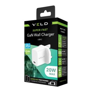 VH20BW – SUPER-FAST USB-C GaN WALL CHARGER – 20W